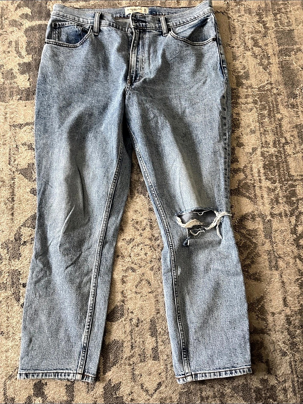 Abercrombie & Fitch The Dad Jean Straight Leg Blue Waist 30